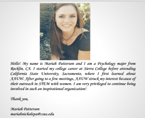 Mariah Patterson, Incoming Sac State AAUW President